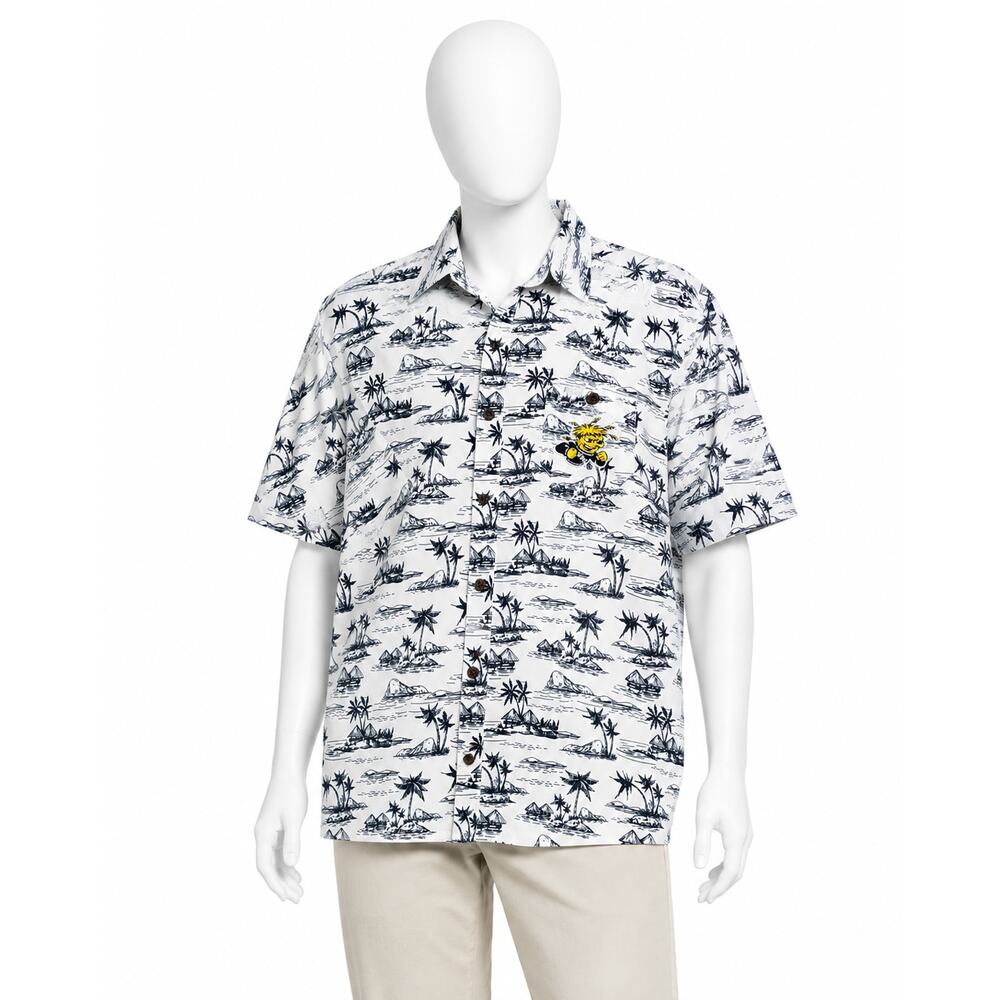 Colosseum Wichita State Shockers Hawaiian Button NWT Shirt White Black Mens L